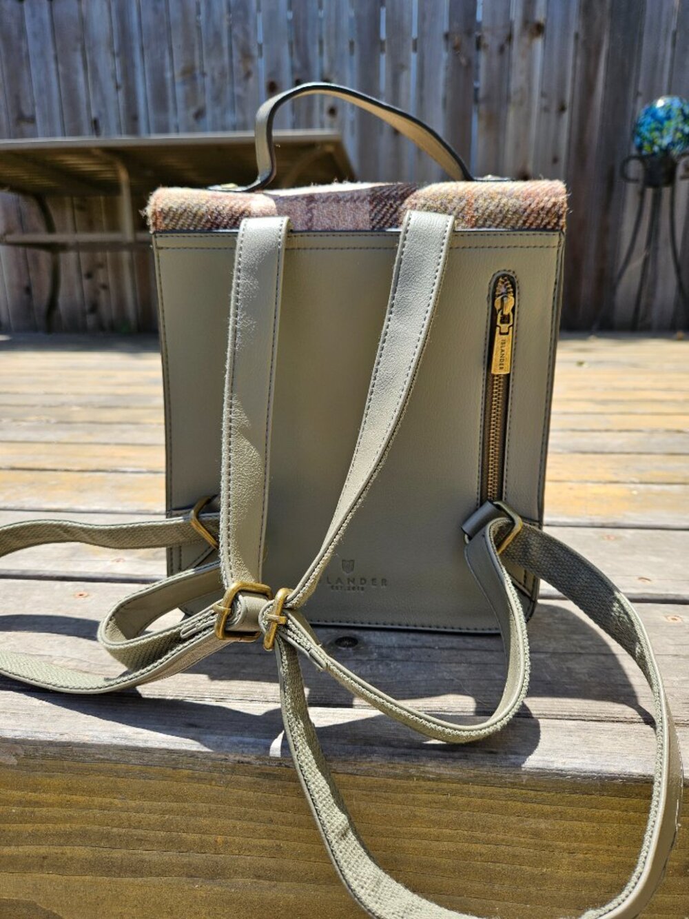 NWOT Harris Tweed & Leather Scottish The Calton mini Backpack in Chestnut - Picture 2 of 11